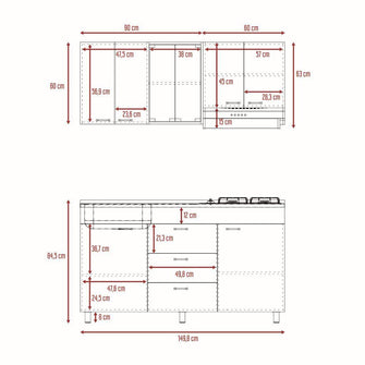 Mueble Multiusos Laurel, Castaño y Blanco, no incluye mesón