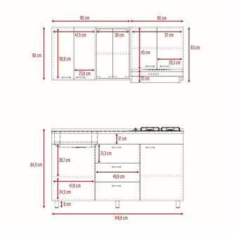 Cocina Integral Laurel, Castaño y Blanco, Incluye Mesón Izquierdo En Acero Inoxidable