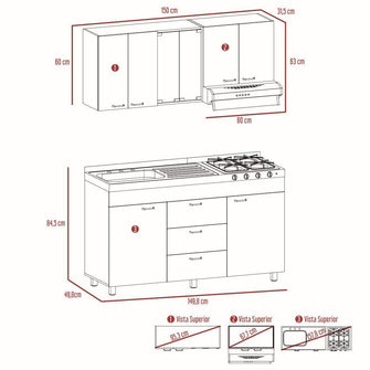 Mueble Multiusos Laurel, Castaño y Blanco, no incluye mesón