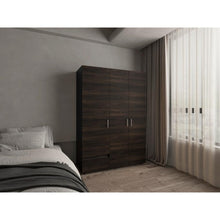 Closet Light 140, Nogal y Wengue, con tres puertas abatibles