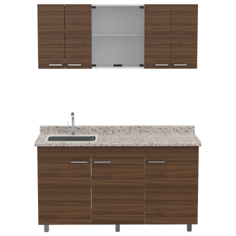 Cocina Integral Eris, Moreno y Blanco, Incluye Mesón Izquierdo Laminado y Lavaplatos