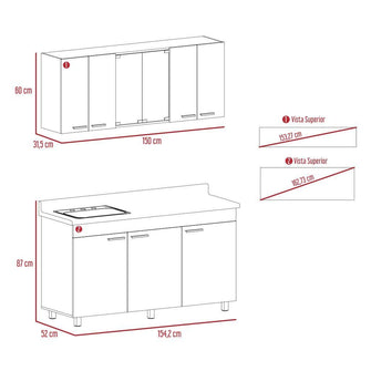 Cocina Integral Eris, Moreno y Blanco, Incluye Mesón Izquierdo Laminado y Lavaplatos