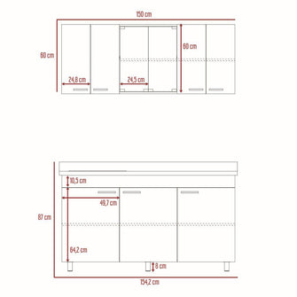 Cocina Integral Eris, Moreno y Blanco, Incluye Mesón Izquierdo Laminado y Lavaplatos