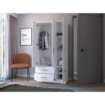 Closet Cebres, Blanco, con cuatro puertas y dos cajones ZF