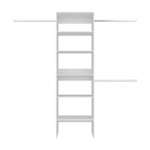 Closet Abierto Selt, Blanco, Con variedad de entrepaños y tres tubos cromados ZF