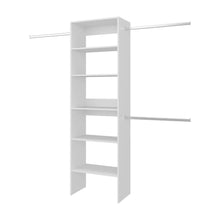 Closet Abierto Selt, Blanco, Con variedad de entrepaños y tres tubos cromados ZF