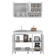 Cocina Completa Napoleon, Kronos blanco, Incluye modulo superior con dos puertas abatibles y modulo inferior con tres puertas abatibles ZF