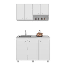 Cocina Completa Napoleon, Kronos blanco, Incluye modulo superior con dos puertas abatibles y modulo inferior con tres puertas abatibles ZF