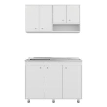 Cocina Completa Napoleon, Kronos blanco, Incluye modulo superior con dos puertas abatibles y modulo inferior con tres puertas abatibles ZF