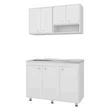 Cocina Completa Napoleon, Kronos blanco, Incluye modulo superior con dos puertas abatibles y modulo inferior con tres puertas abatibles ZF