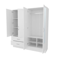 Closet Quiles 160, Blanco Kronos, con Espejo, Tubo Para Colgar Ropa, tres Puertas Abatibles ZF