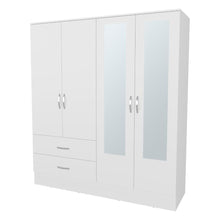 Closet Quiles 160, Blanco Kronos, con Espejo, Tubo Para Colgar Ropa, tres Puertas Abatibles ZF