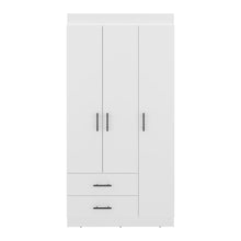 Closet Houston, Blanco Duqueza, Con Tres Puertas Batientes y Dos Cajones Con Amplio Espacio De Almacenamiento