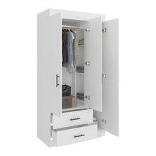 Closet Houston, Blanco Duqueza, Con Tres Puertas Batientes y Dos Cajones Con Amplio Espacio De Almacenamiento