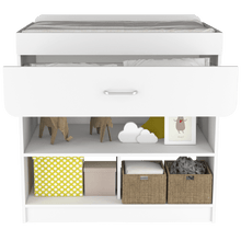 Mueble Cambiador Praga, Blanco, con Un Cajón Multiusos y Varios Entrepaños