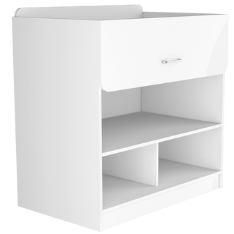 Mueble Cambiador Praga, Blanco, con Un Cajón Multiusos y Varios Entrepaños