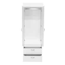 Closet Agata, Blanco, con Dos Cajones y Tubo Cromado Para Colgar Ropa ZF