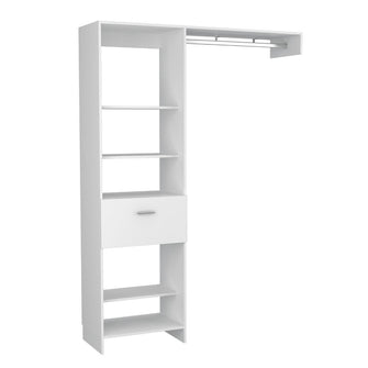 Closet Delhi 150, Blanco Duqueza, con tres entrepaños y un tubo para colgar ropa ZF