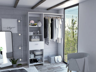 Closet Delhi 150, Blanco Duqueza, con tres entrepaños y un tubo para colgar ropa ZF