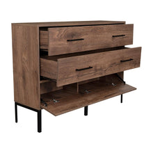 Organizador Doble Sory, Nogal, con Dos Cajones y Una Puerta Abatible