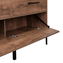 Organizador Doble Sory, Nogal, con Dos Cajones y Una Puerta Abatible