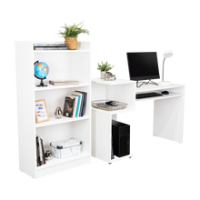 Combo para Oficina Izan, Blanco, Incluye Escritorio y Biblioteca