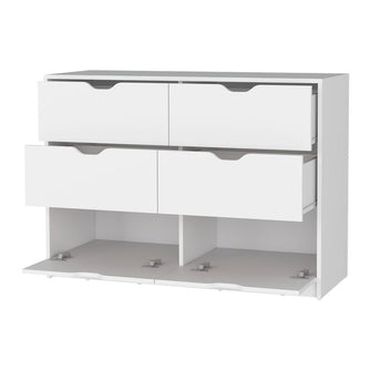 Organizador Brasilia, Blanco Duqueza, con cuatro cajones multiusos deslizables