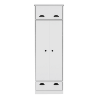 Closet Denis, Blanco Duqueza, con dos puertas batientes y dos cajones ZF