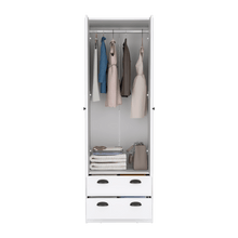 Closet Agata, Blanco Duqueza, con dos cajones y tubo cromado ZF