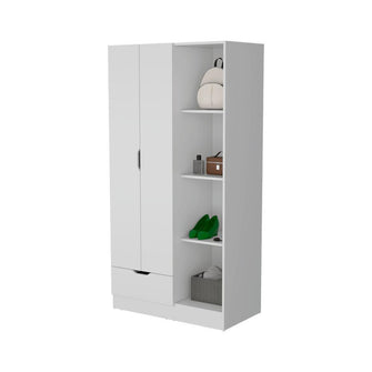 Combo Para Habitación Yuram, Incluye Base Cama - Colchón - Closet - Panel y Mesa de Noche