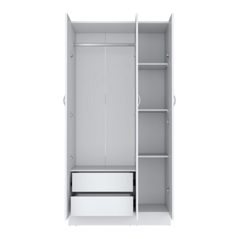 Closet Orbe, Blanco Duqueza, con dos cajones, cuatro entrepaños y tubo cromado ZF