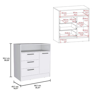 Organizador Omex, Blanco, con Tres Cajones y Una Puerta Abatible ZF X2