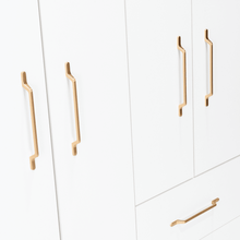 Closet Golden, Blanco y Dorado, Variedad de Entrepaños, Seis Puertas Abatibles y Canto Cuero