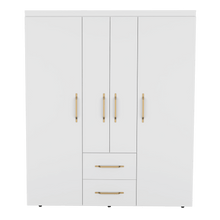 Closet Eco Golden, Blanco y Dorado, Variedad de Entrepaños y  Cuatro puertas Abatibles