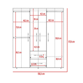 Closet Eco Golden, Blanco y Dorado, Variedad de Entrepaños y  Cuatro puertas Abatibles