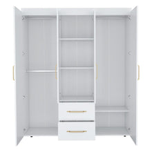 Closet Bariloche Bombay Eco, Blanco Duqueza y Dorado, Pequeño con Variedad de Entrepaños y Cuatro Puertas Abatibles ZF