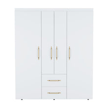 Closet Bariloche Bombay Eco, Blanco Duqueza y Dorado, con Variedad de Entrepaños y Cuatro Puertas Abatibles ZF