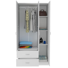 Closet América, Blanco, con Dos Cajones y Variedad de Entrepaños