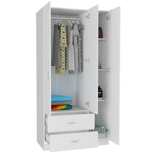Closet América, Blanco, con Dos Cajones y Variedad de Entrepaños
