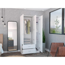 Closet América, Blanco, con Dos Cajones y Variedad de Entrepaños