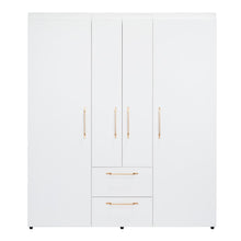 Closet Eco Golden, Blanco y Dorado, Variedad de Entrepaños y  Cuatro puertas Abatibles