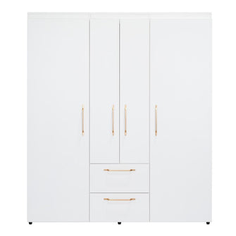 Closet Eco Golden, Blanco y Dorado, Variedad de Entrepaños y  Cuatro puertas Abatibles