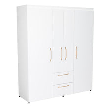 Closet Eco Golden, Blanco y Dorado, Variedad de Entrepaños y  Cuatro puertas Abatibles