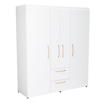 Closet Eco Golden, Blanco y Dorado, Variedad de Entrepaños y  Cuatro puertas Abatibles