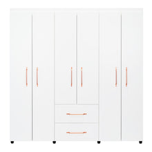 Closet Golden, Blanco y Oro Rosa, Variedad de Entrepaños y Seis Puertas Abatibles