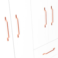 Closet Golden, Blanco y Oro Rosa, Variedad de Entrepaños y Seis Puertas Abatibles