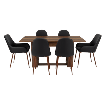 Combo Comedor Sonora, Cobre, Wengue y Café Claro, Incluye Comedor y 6 Sillas