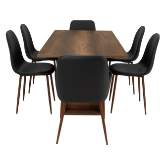 Combo Comedor Sonora, Cobre, Wengue y Café Claro, Incluye Comedor y 6 Sillas