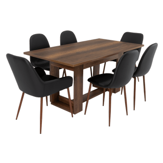 Combo Comedor Sonora, Cobre, Wengue y Café Claro, Incluye Comedor y 6 Sillas