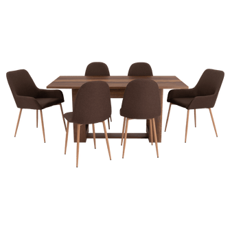 Combo Comedor Sonora, Cobre, Chocolate y Café Claro, Incluye Comedor y 6 Sillas